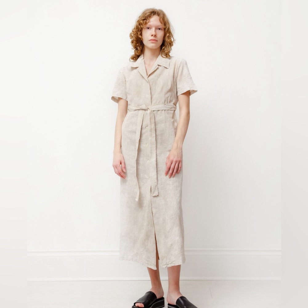 Our Legacy Beige Painted Linen Button-Up Dress